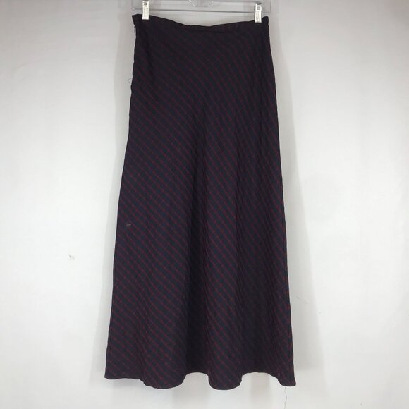 AEROPOSTALE - WOMEN'S 6 - NAVY & RED POLYESTER BLEND A-LINE MAXI SKIRT Y2K 90'S - Picture 4 of 8